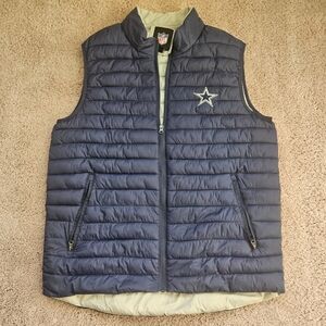 Dallas Cowboys Jacket Mens Large Blue NFL Football Puffer Vest Zip Quilted Logo